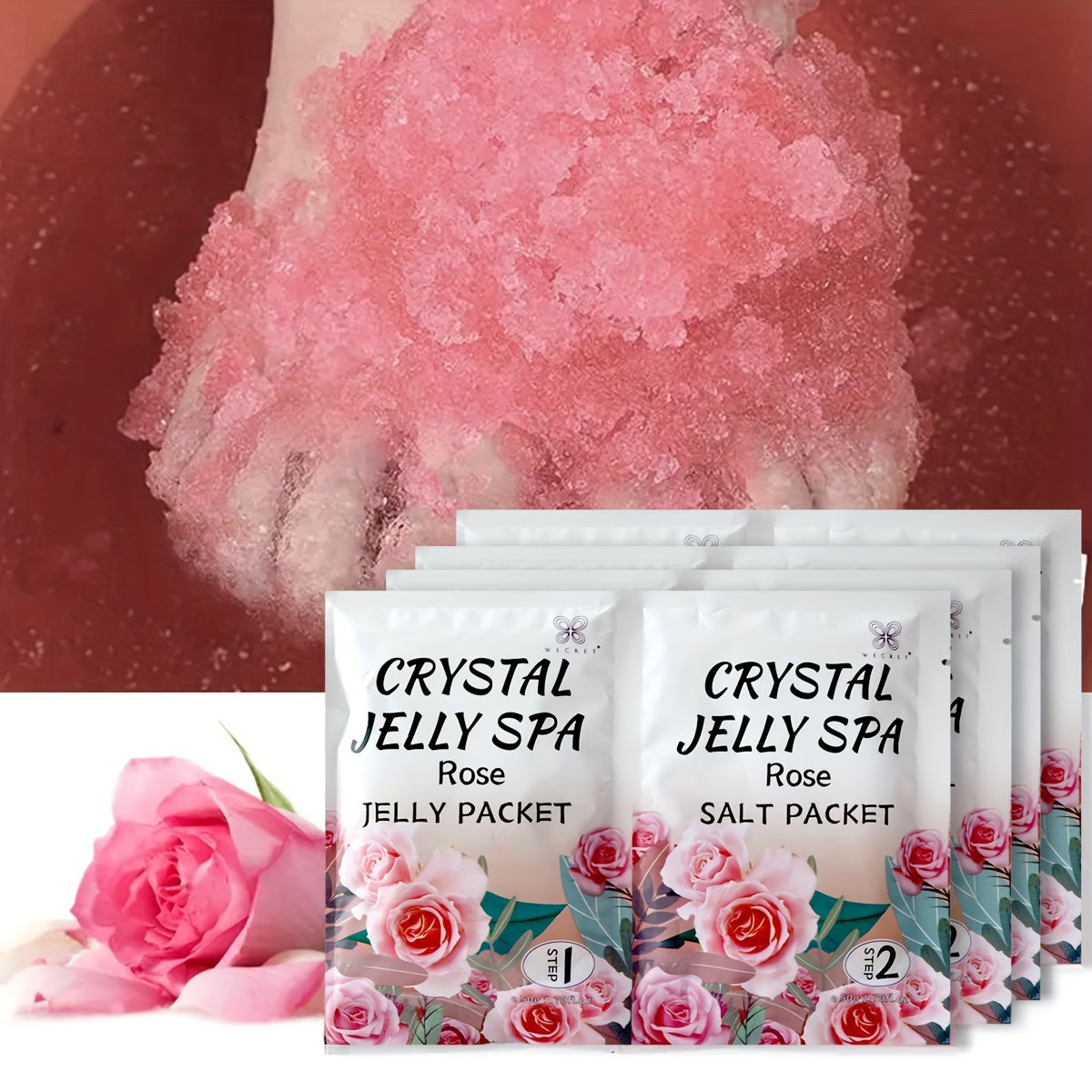 Foot Soak, Jelly Spa Pedicure Spa, Bubble Foot Bath Spa, Foot Salt Soak for Stubborn Foot Odor Dry Cracked Feet Foot Care for Women Men Summer Essential (Lavender, Rose,Strawberries)